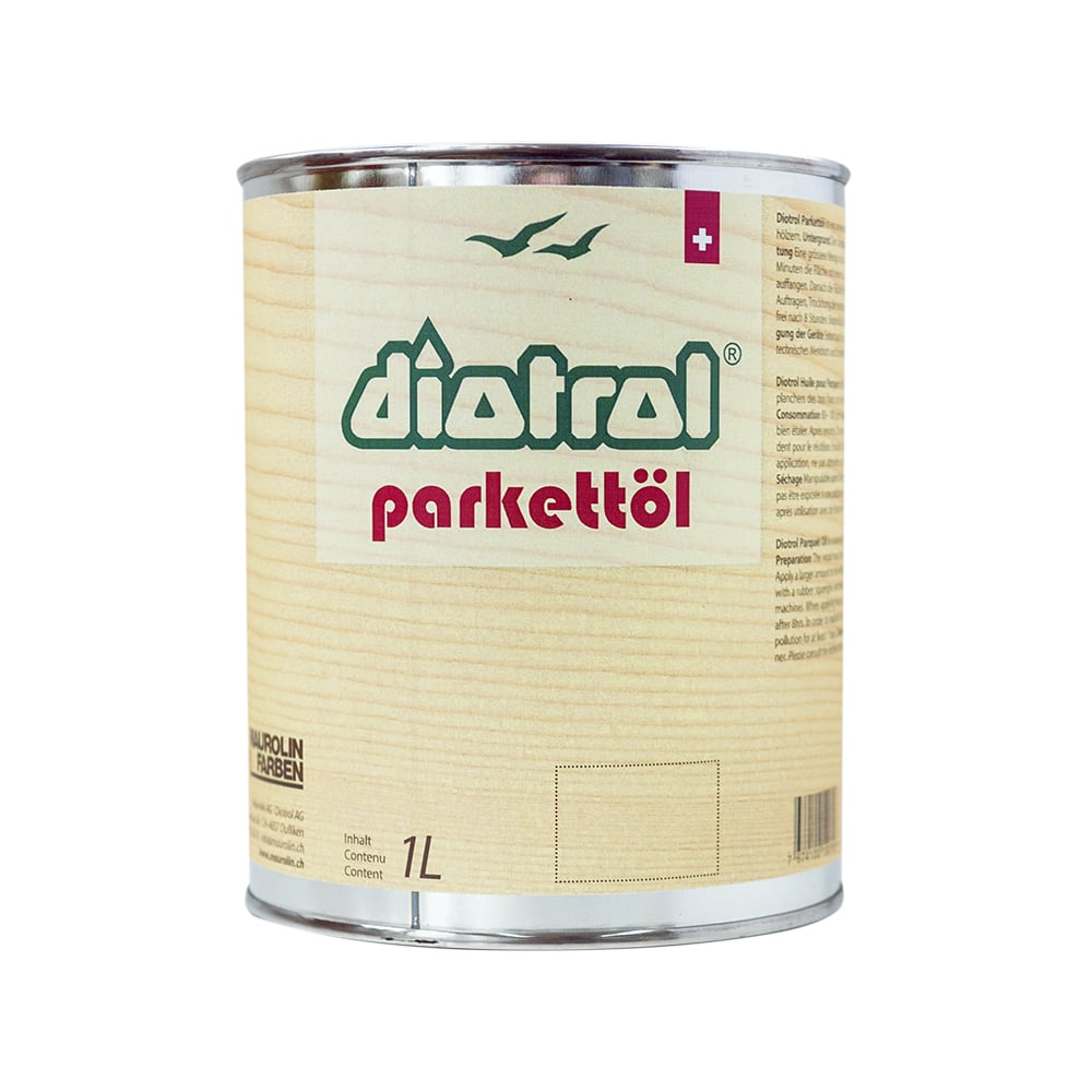 Diotrol Parkettöl ist ein universell einsetzbares Oberflächenöl und Pflegemittel für Böden aus Hart- und Weichhölzern.